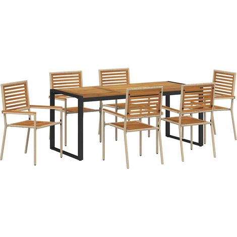 Maison Exclusive - Set da Pranzo per Giardino 7 pcs Beige e Marrone polyrattan