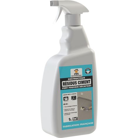 Décapant Résidus de Ciment 1L - Nettoyant Puissant pour Traces de Laitance et Dépôts de Ciment - Usage Intérieur/Extérieur sur Sols, Murs et Façades (1/4)
