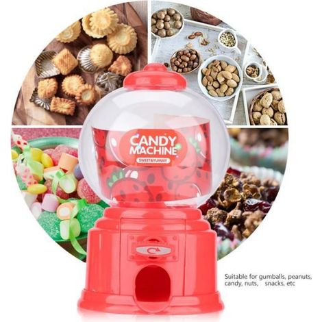 Machine à bonbons en plastique Machine à bonbons portable pour enfants Mini distributeur de boules jouets Rouge (1/4)