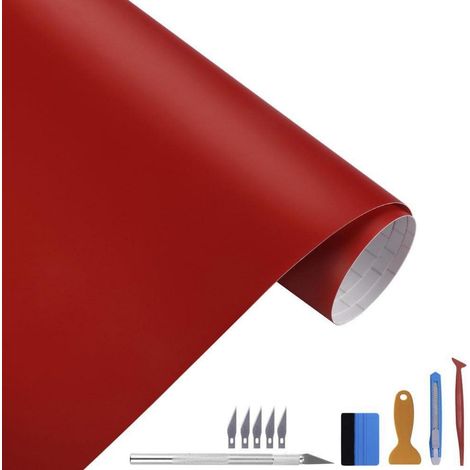 Matte Vinylfolie Rot 30x300cm, selbstklebend, blasenfrei, für Außenbereich (1/5)