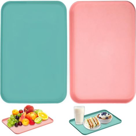 2 Pièces Plateau Plastique Rectangulaire, Plateau de Service Rectangulaire, Plateaux en Plastique, Cafés Rectangle Plateaux de Service, pour Restaurant Café (1/5)