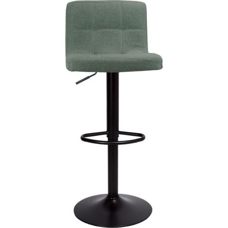 Taburete con asiento regulable de tela verde y base de metal negro mate - Mokav (1/4)