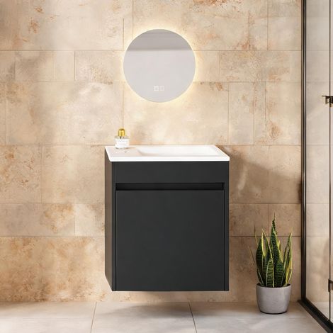 Meuble de rangement salle de bain noir 46 cm MDF en MDF (1/5)