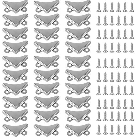 Kit de 30 supports d'angle pour miroir, support d'angle pour tableau mural, clip de fixation pour miroir en métal nickelé avec trous de vis 30 mm x 30 mm x 5 mm (1/5)