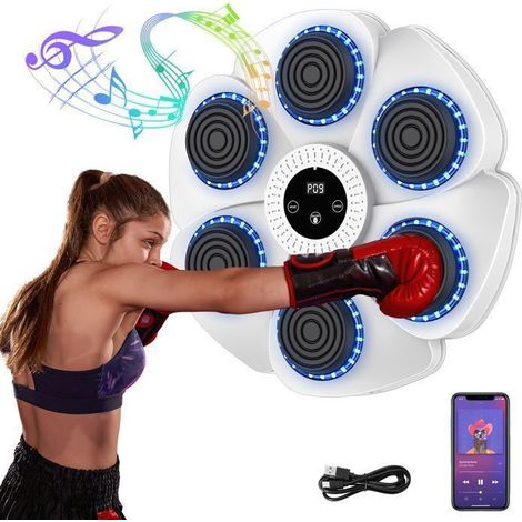 Machine de Boxe Musicale Bluetooth Intelligente Entraîneur de Frappe Mural, Jeu de Boxe Musicale Adultes Enfants, Équipement de (1/5)