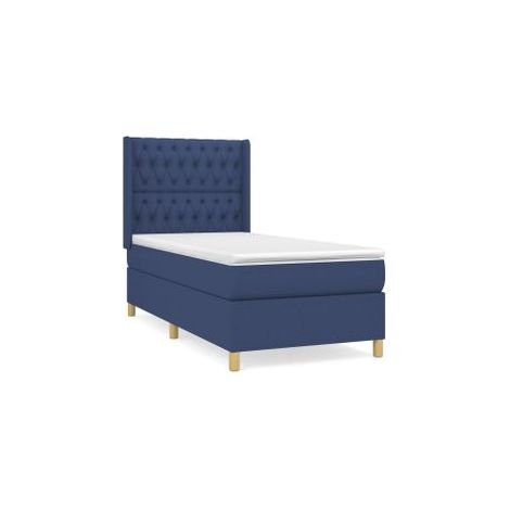 Sommier à lattes de lit avec matelas Bleu 90x200 Tissu (1/5)