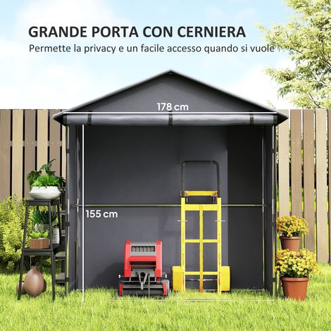 Gartenhaus in Dunkelgrau, 1,1 x 2 m – Rolltor – 420D Oxford-verzinkter Stahl – UV30+ – Für Fahrräder und Werkzeug