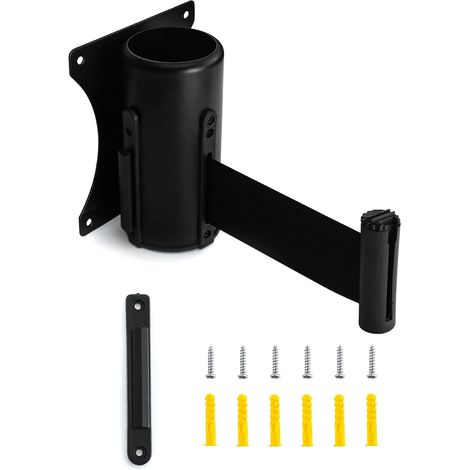 Barrière de File d'attente, Ruban de Barriere Retractable, système de freinage sécurisé et rétractable de 3m, Noir (1/5)