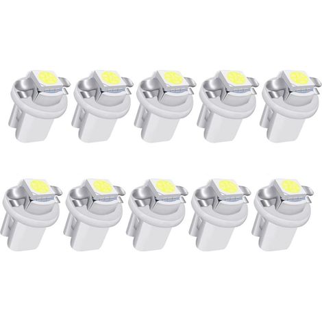 10 Stück weiße LED-Lampen T5 B8.5 für Armaturenbrettbeleuchtung (1-5050-SMD) für Tachometer, Instrumentenanzeige und Kombiinstrument im Auto (1/5)