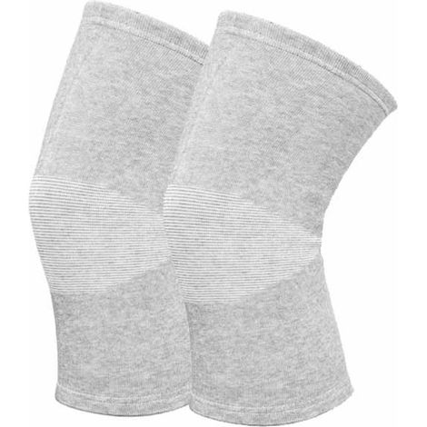 Lot de 2 genouillères chaudes au charbon de bambou - Gris clair - Taille unique, pour le sport et un usage quotidien (1/5)