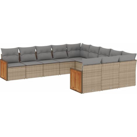 Maison Exclusive - Set de sofás de jardín 11pzas con cojines ratá (1/3)