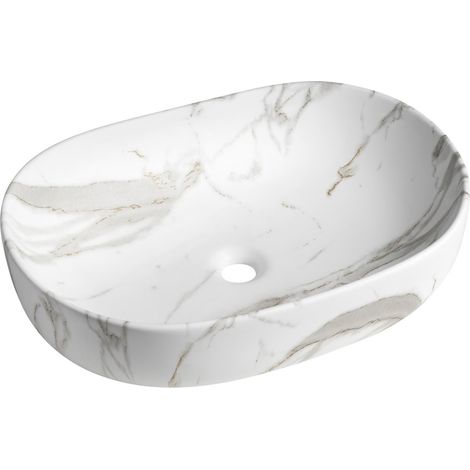 Vasque à poser en céramique CALEO, 60x42cm, bianco carrara (1/4)
