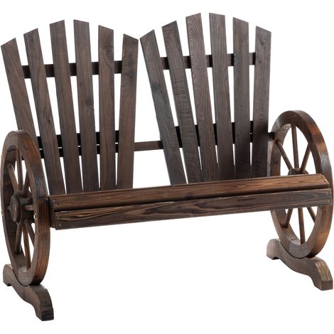 Banc d'extérieur rustique en bois massif avec accoudoirs, 108 x 66 x 95 cm, marron foncé (1/5)