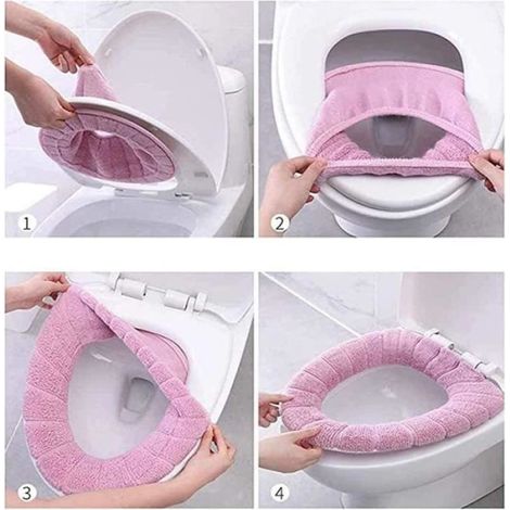 4 pièces épaississent les coussins de couverture de siège de toilette, coussin de toilette de salle de bain doux (1/4)