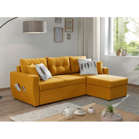 Astoria - beidseitig montierbar - schlaffunktion und bettkasten - zeitgenössischer stil- 4 sitze - gelb