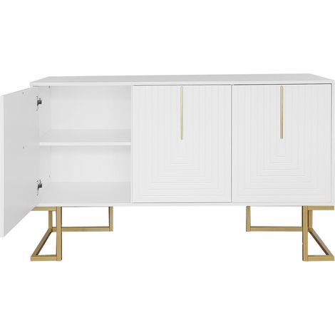 Credenza a 3 ante con ripiani regolabili in MDF e pannelli truciolari bianca HOMVRA (1/5)