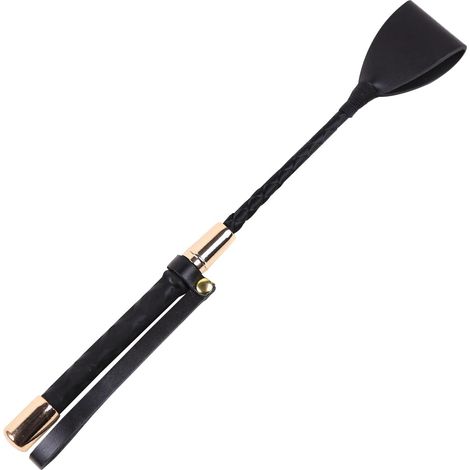 Cravache équestre - 1 pièce - Cuir noir - Poignée gel antidérapante - Entraînement et cosplay - 30 cm (1/5)