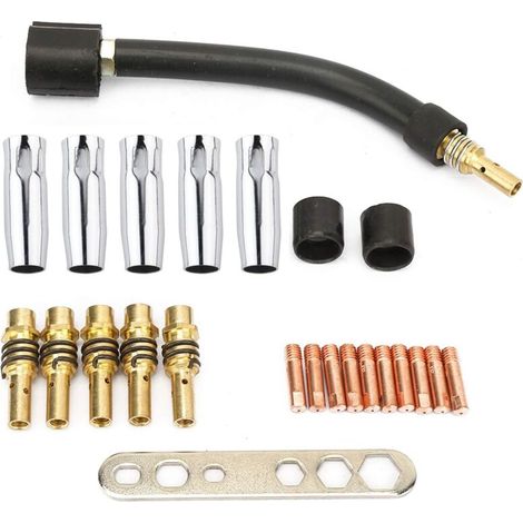 Kit pièces torche à souder Binzel 15AK, 24 pièces incluent buse, contact, col de cygne et porte-électrode, cuivre haute conductivité