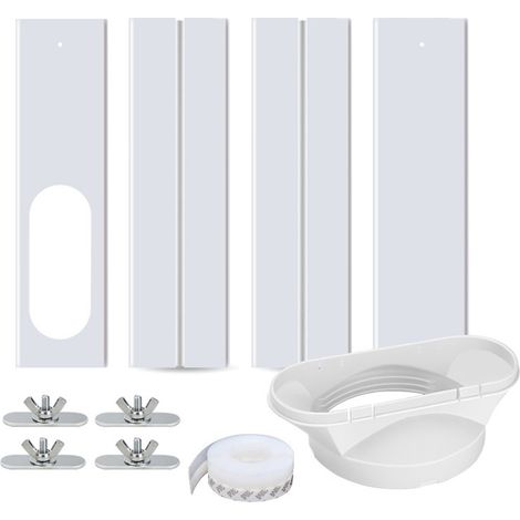 Kit de fenêtre pour climatisation avec connecteur universel, joint de fenêtre réglable en PVC renforcé, pour conduit coulissant écologique de 10 cm. (1/5)