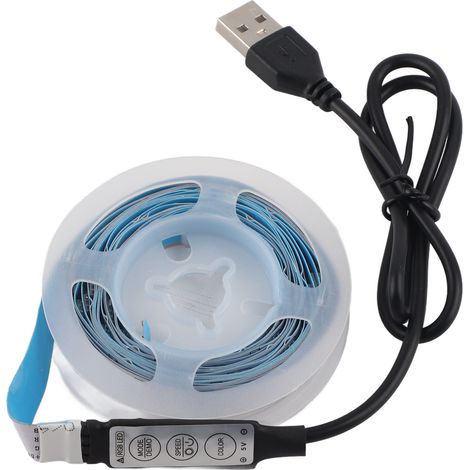 Bande lumineuse LED RGB 5V, avec commande par bouton, changement de couleur, alimentée par USB, idéale pour la chambre, 3m/9,8ft. (1/5)