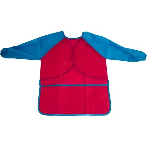 Delantal de manga roja y azul