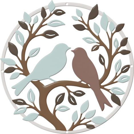Décorations Murales Métalliques Arbre Art Murale pour Salon Oiseaux Clôture Art Décor Sculpture Murale Suspendue pour Chambre Salle de Bain Jardin Accents Maison 30x30cm (1/5)