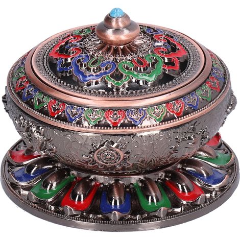 Brûleur d'encens vintage en alliage de cuivre, porte-encens pour salon, décoration pour la cérémonie du thé, rouge et coloré (1/5)