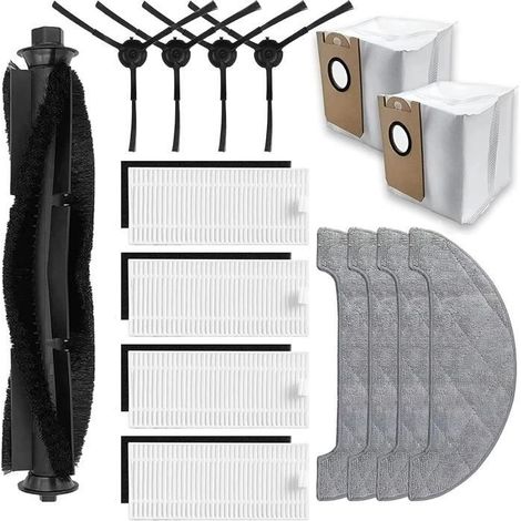 Set di accessori (nero) per Honiture Q6 Pro, 1 spazzola principale, 4 spazzole laterali, 4 filtri, 4 panni per la pulizia, 2 sacchetti per aspirapolvere (1/4)