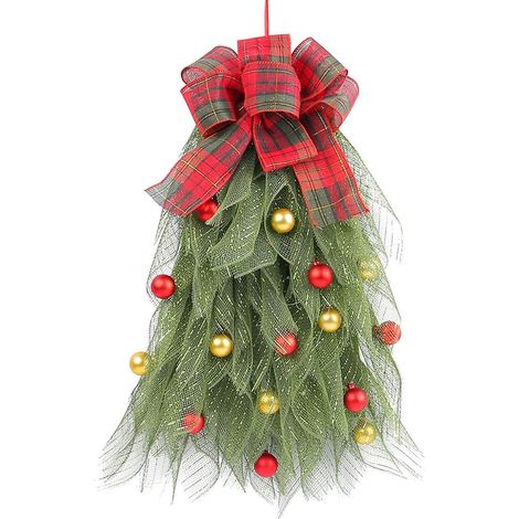 Couronne de Noël créative en forme de goutte d'eau 2024, parfaite pour les décorations de porte d'entrée Décoration de Noël festive pour fenêtre Guirlandes de vacances en forme de goutte pour la (1/5)