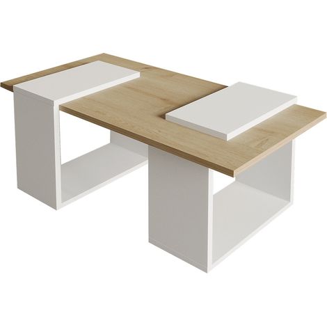 Table basse en bois "Matris" - 90 x 46 x 37 cm - Blanc