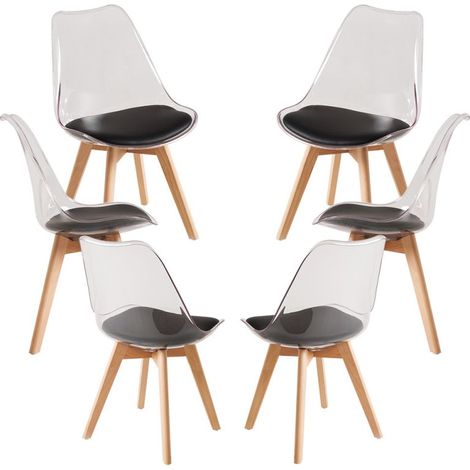 Packs Sillas Comedor - Pack 6 Sillas Synk Transparente Asiento - Negro (1/5)