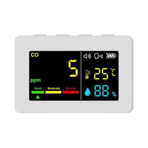 Compteur portable de qualité de l’air 3 en 1, CO, température et humidité, écran couleur, détecteur de monoxyde de carbone avec alarme vocale et affichage de la batterie,de dyk.