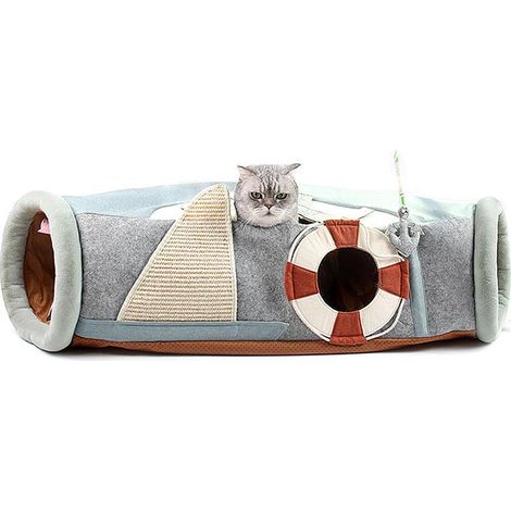 Tunnel pour chat d'intérieur, tube pliable pour chat avec design lavable (1/3)