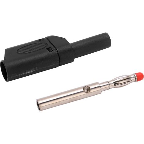 Lot de 10 fiches bananes isolées de sécurité 22.160 4 mm avec boîtier pour tests électroniques (noir)