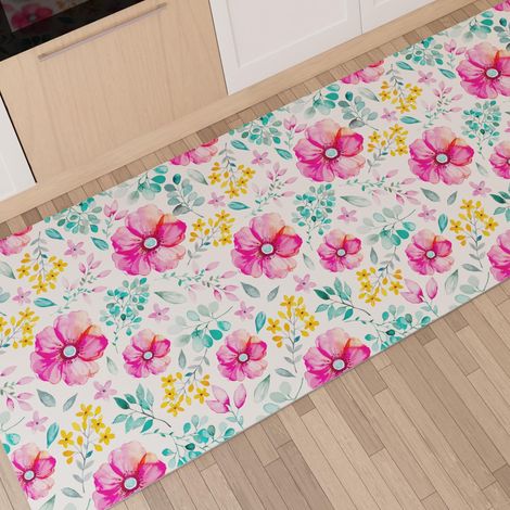 PETTI Artigiani Italiani - Tappeto Cucina Passatoia Cucina Antiscivolo e Lavabile 52x280 cm Disegno Floreale 01 100% Made in Italy (1/5)