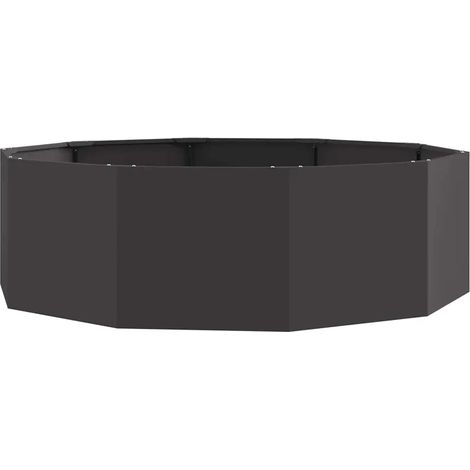 Jardinière ronde moderne extérieur 120 x 120 x 35 cm facile à assembler design chic en acier noir (1/5)