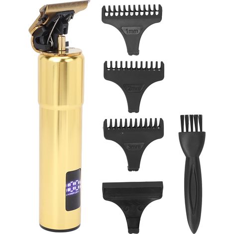 Tondeuse à cheveux électrique professionnelle sans fil rechargeable avec écran LCD pour hommes (dorée) (1/5)