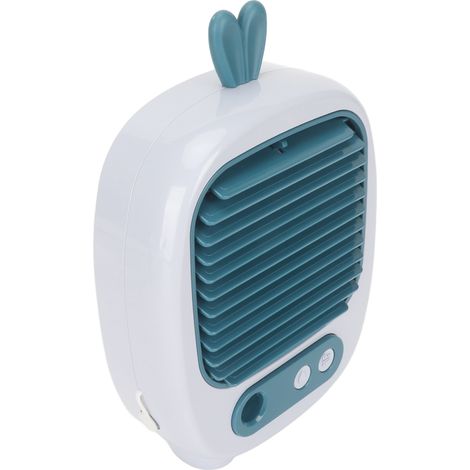 Ventilateur de bureau USB 3 vitesses avec brumisation, rechargeable 1200mAh, climatiseur portable pour bureau et maison, table, bleu (1/5)