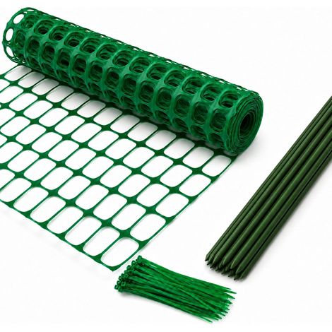 Clôture de protection 1 x 61 m avec 50 piquets et 200 serre-câbles - Filet de clôture en plastique HDPE - Clôture de jardin - Clôture à neige pour animaux (1/5)