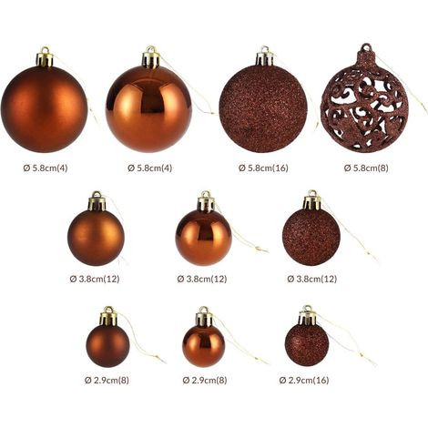 Juego de 100 bolas navideñas marrones para uso interior y exterior. (1/5)