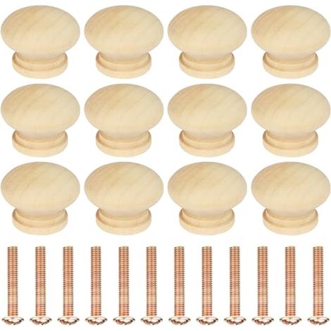 12pcs Poignée Meuble en Bois, Boutons de Meuble, Boutons de Portes pour Placards, 35 mm Poignet de Tiroir, pour Décoration D'intérieur, Placard, Penderie, Tiroir, Armoires de Cuisine (1/4)