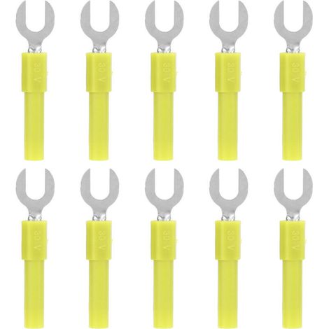 10 pièces connecteurs fourche en laiton, type Y 6mm/0.2in, fiche banane 4mm/0.2in, 30Vca-60Vcc max, 10A, jaune