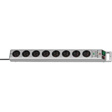 BRENNENSTUHL MULTIPRISE AVEC PARASURTENSEUR SUPER-SOLID GRISE - H05VV-F 3G1,5 2,5m 8 PRISES - Interrupteur et prise