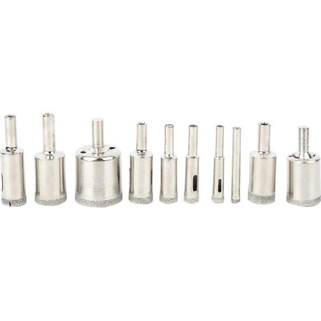 Jeffergarden Lot de 10 forets diamantés de 6 à 30 mm pour le perçage du marbre et des carreaux de verre.