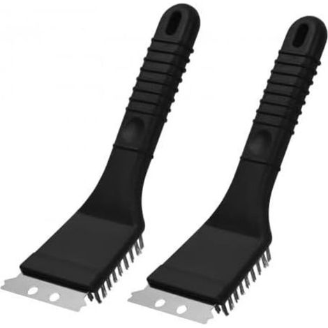 Brosse Barbecue - Lot de 2 - Acier Inoxydable - Grattoir Intégré - Pour Grilles Gaz Charbon Électrique - 21,5x7,2cm (1/5)