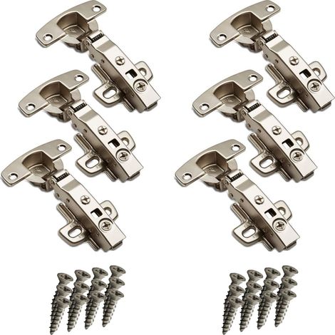 SOTECH 6er Set Hettich Sensys Topfbänder 8645i TH52 110 Grad Eckanschlag voll Vorliegend Standard Scharnier Höhe (Distanz) 1,5 mm inkl M4x16mm Schrauben mit Softclose Automatikscharnier