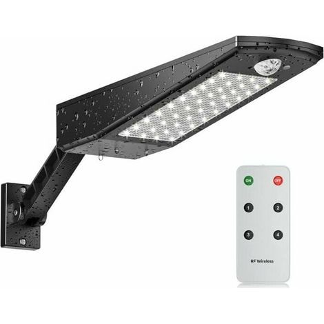 Lampe Solaire Exterieur 48 LED 900lm, IP65 étanche lumiere projecteur solaire exterieur, avec Support réglable et Télécommande, 120° lampe solaire exterieur detecteur de mouvement pour Jardin [Classe (1/5)