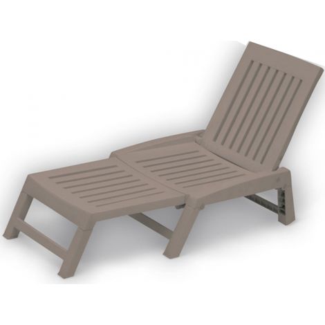 Lettino Prendisole da Giardino Pieghevole in Resina Antiurto Design Contemporaneo Tortora 177x30x61h (1/4)