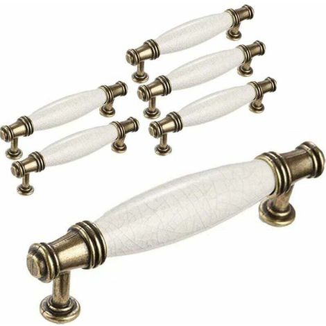 6 maniglie per ante di mobili da cucina, maniglia a barra per anta, barra per anta di mobili con viti, interasse fori 96 mm - Crezuo (1/4)