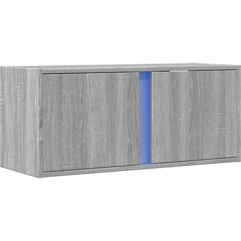 Mobile TV multimediale scaffale per televisione televisione buffet sala da pranzo soggiorno camera da letto a parete con luci LED sonoma 80 x 31 x 35 cm grigio 020028059